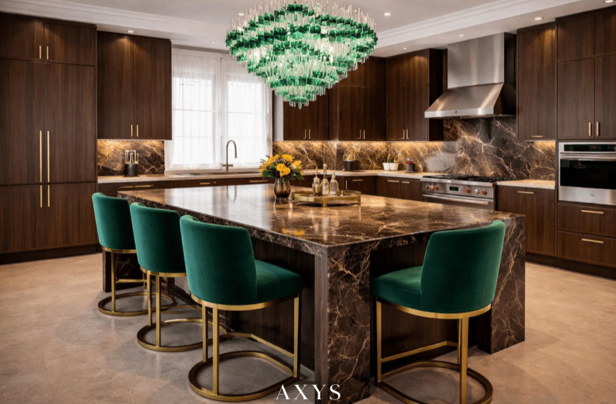modern home design with neutral tones and marble surfaces design